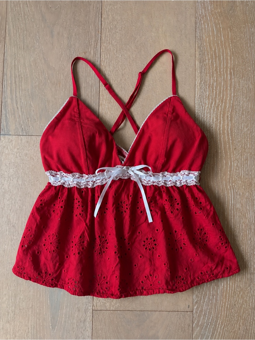 Abercrombie and Fitch red lacy tank, size S